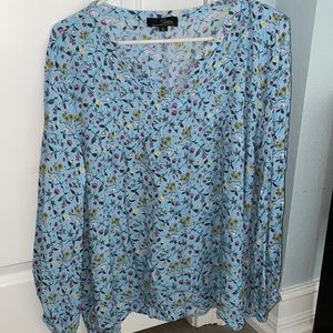 SUZANNE BETRO floral botanical boho long sleeve babydoll tunic top